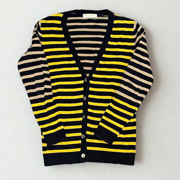MICHAEL Michael Kors Sweaters - MICHAEL Michael Kors Striped Button Down Cardigan Sweater Yellow Blue M